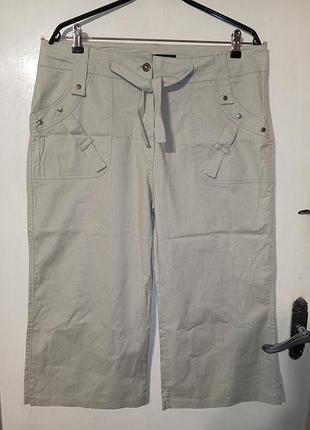 Натуральні-стрейч олівкові бриджі-кюлоти з кишенями поясом victory