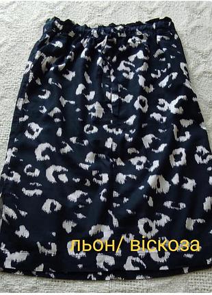 Летняя юбка лен вискоза анималистический принт