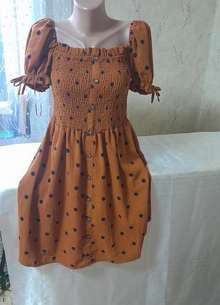 Платье невероятно красивое резинка трендовый цвет шоколад