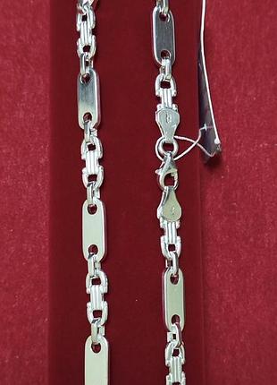 Срібний чоловічий ланцюжок фантазійне плетіння.