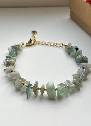 Гарний браслет з натуральним каменем аквамарин р. 16,17, 18