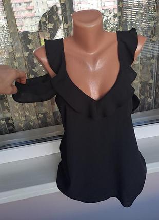 Женская черная шифоновая блузка майка