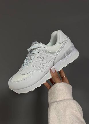 Женские кроссовки new balance 574 | white leather/ick