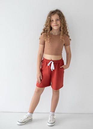 Шорти бермуди оверсайз для дівчинки трикотажні вільні 4