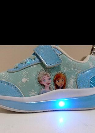 Брендові супер легкі кросівки з вогниками disney frozen.