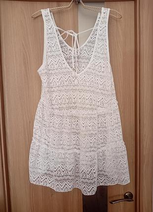 Платье пляжное xl-xxl белое, парео,туника пляжное