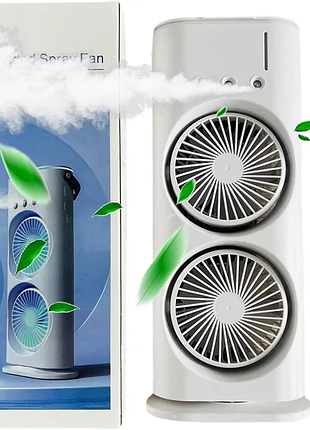 Настільний вентилятор подвійний з охолодженням double-ended spray fan led підсвічування 3 швидкості
