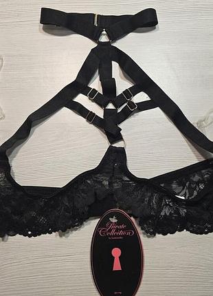 Hunkemoller private collection! спокусливий жіночий бюстгальтер, портупея s/m розмір black