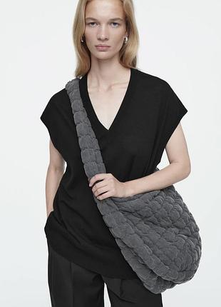 Cos oversized quilted crossbody bag сіра оригінальна денім