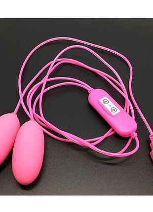 Подвійне віброяйце з usb-проводом — рожевий — вібратори