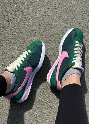 Кросівки nike cortez green/pink, женские кроссовки найки кортез