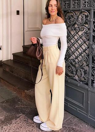 Штани у кольорі вершкового масла zara
