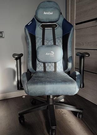 Ігрове крісло aerocool duke ac-280 синє | стілець комп'ютерний