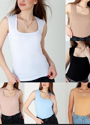 Майка бавовняна топ чорна біла