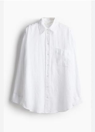 Ідеальна біла лляна сорочка🤍h&m , 100% льон😍