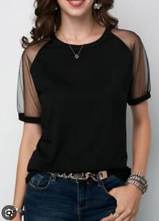 Чорна футболка короткий рукав сітка next трендова стильна модна
