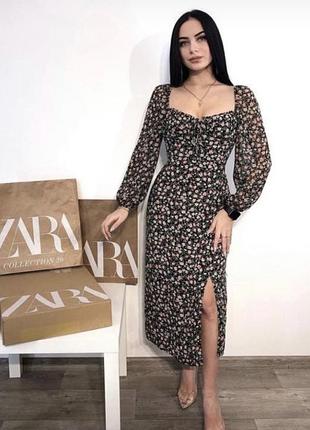 Zara платье в цветочный принт