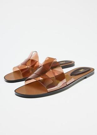 Шльопанці з вініловими ремінцями zara