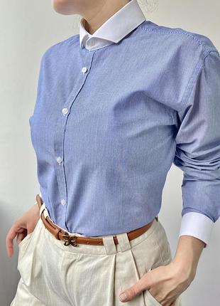 Базова біла у смужку сорочка/рубашка від cedarwood state, розмір m/l