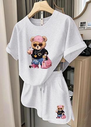 ‼️костюм женский футболка плюс шорты с качественным накатом,!!️не кошлатиться ‼️