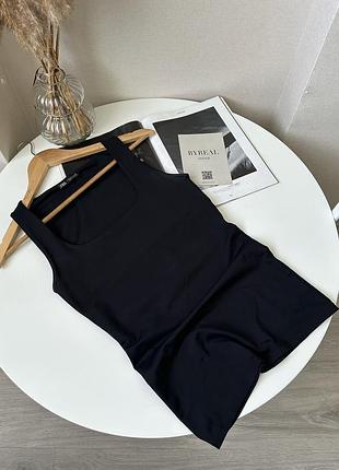 Чорна гладка майка топ з квадратним вирізом zara