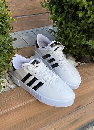 Женские кроссовки adidas court bold, белые с черным кроссовки адидас, демисезонные2 фото