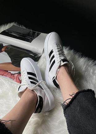 Женские кроссовки adidas court bold, белые с черным кроссовки адидас, демисезонные8 фото