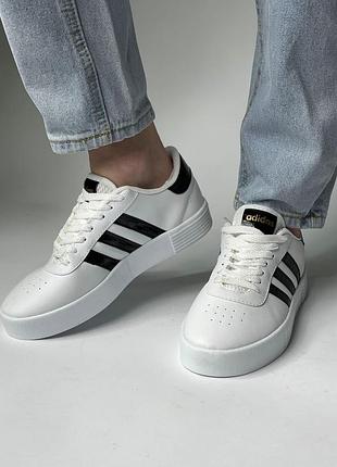 Женские кроссовки adidas court bold, белые с черным кроссовки адидас, демисезонные3 фото