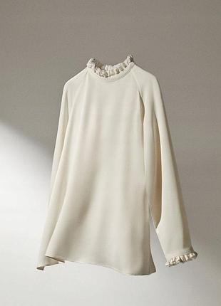 Оригінальна жіноча шовкова блуза, блузка молочного кольору massimo dutti ♥️