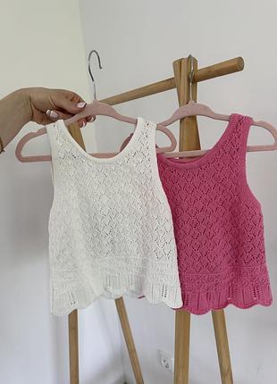Розпродаж! в’язана майка zara / 92–116 см / біла або фуксія