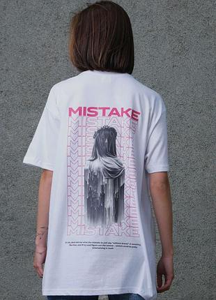 Оверсайз футболка женская с принтом without mistake белая легкая летняя