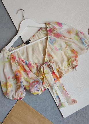 Блуза boohoo с акварельный принтом, р. м