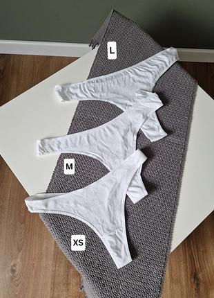 Натуральные белые базовые стринги танга primark коттон xs s m l xl трусики стринги танга