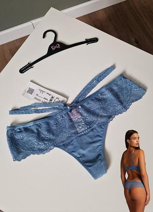 Трусики танга голубые xs s hunkemoller 34 36 паркс 6 кружевные