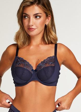 Бюст синий с мягкой чашкой на большую грудь hunkemoller 90f