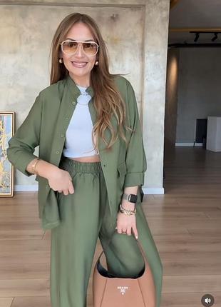 Жіночий літній стильний льняний костюм