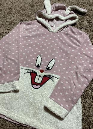 Хатні тепле худі з зайчиком капюшон з вухами