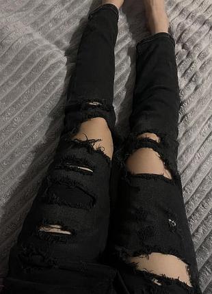 Рвані чорні джинси zara