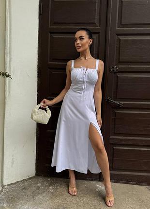 Сукня сарафан літня довга з розрізом мод.1063