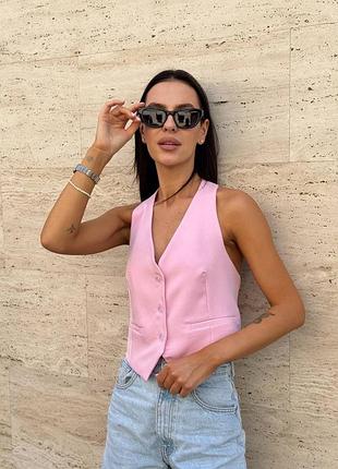 Жіночий жилет топ з оголеною спиною на гудзиках, літня жилетка