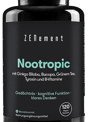 Ноотропный комплекс (гинкго билоба, бакопой, теанином, тирозином,) zenement – 120 капсул