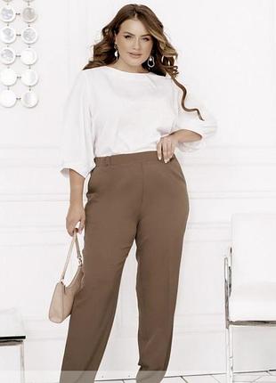 Ідеальні жіночі базові темний беж штани брюки на кожен день батал emery rose