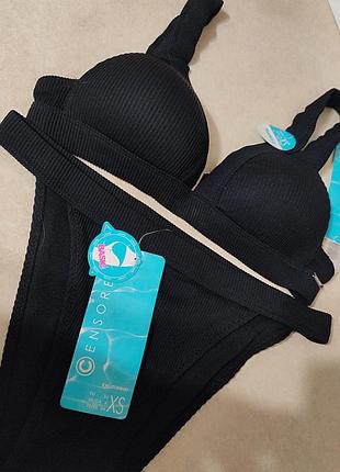 Ефектний чорний роздільний купальник censored, xs.