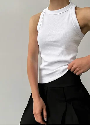 Нова 🤍 базовая майка zara в рубчик (черная и белая) футболка кроп топ