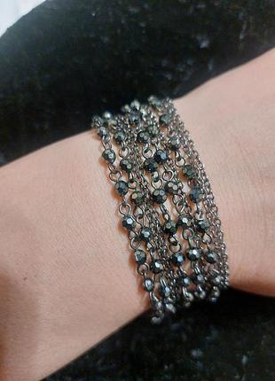 Многорядный браслет ципочка и бусины