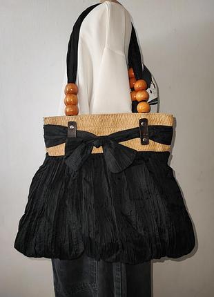 Летняя легкая жатая текстильная пляжная сумка жатка