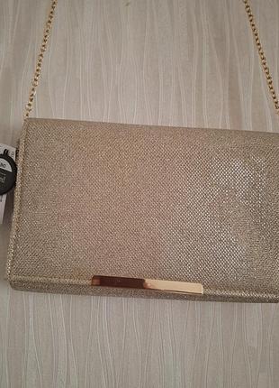 Сумка клат новая золотистая