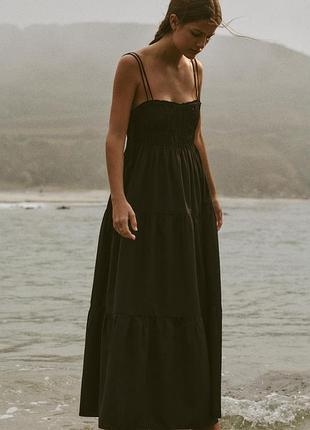 Длинное свободное платье на бретельках zara