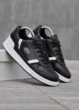 Кроссовки,lacoste t-clip black and white 41-45р