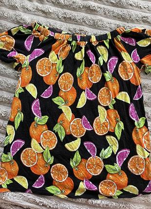 Блузка, футболка принт апельсин відкриті плечі